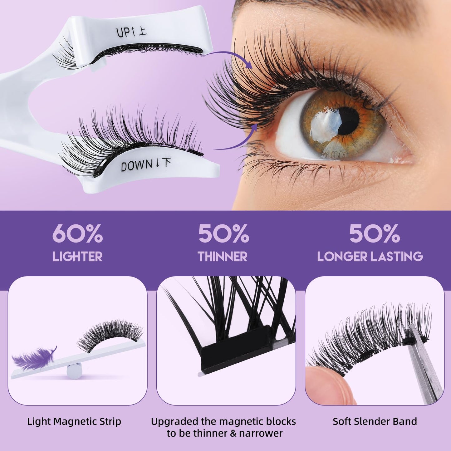 B&Q Magnetic Eyelashes with Applicator 2 Pair Natural Look Magnetic Lashes Beauty and Personal Care B&Qaugen