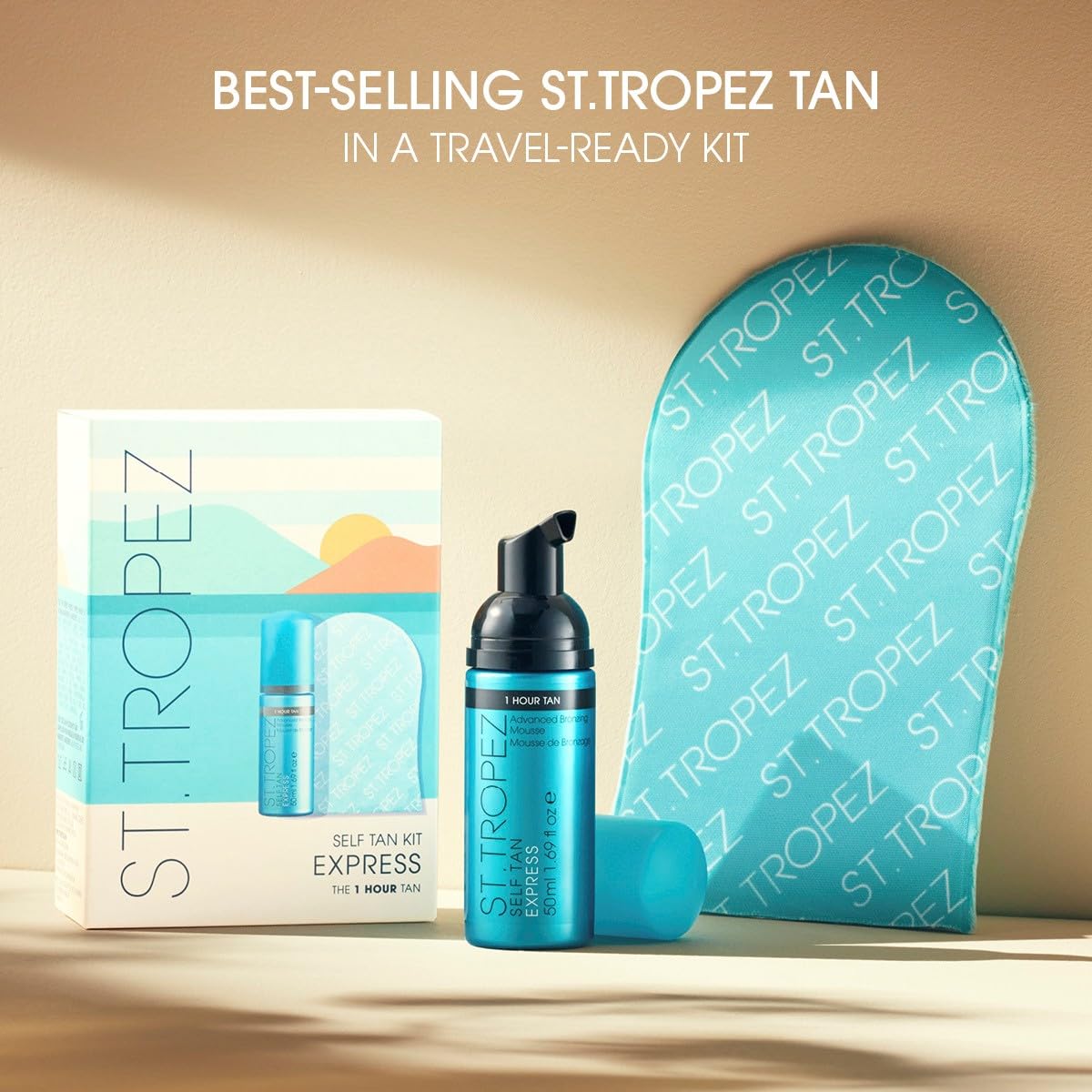St.Tropez Self Tan Express Mini Kit: Travel-Sized Light/Medium/Dark 1-3 Hour Express Mousse and Tanning Applicator Mitt, Even & Natural, Vegan Beauty and Personal Care St.Tropez