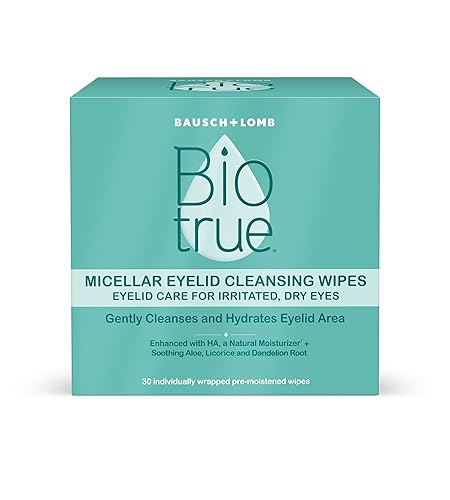 Biotrue Micellar Eyelid Cleansing Wipes, Fragrance-Free Eyelid Care for Dry, Irritated Eyes, Gently Cleanses, Hydrates & Soothes Eyelids, Moisturizing