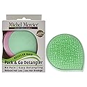 Michel Mercier Pack and Go Detangler - Unisex Detangling Hair Brush - Mini Portable Travel Size, Compact Brush - Regular Hair - Green-Pink - 1 pc