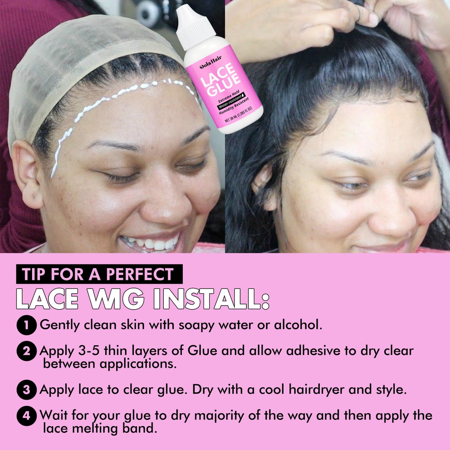 Dolahair Lace Wig Glue Kit - Waterproof Lace Front Adhesive for Wigs (Glue Kit-9pcs)