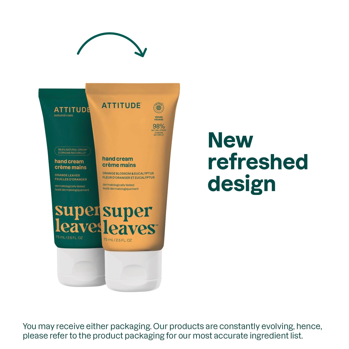 ATTITUDE Hand Cream, EWG Verified, Plant and Mineral-Based, Vegan Personal Care Products, Orange Blossom & Eucalyptus Scent, 2.5 Fl Oz