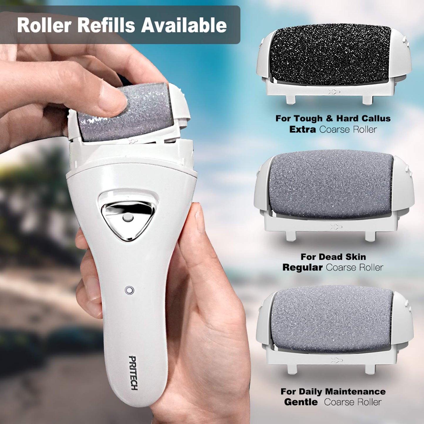 Electric Feet Callus Removers Rechargeable,Portable Electronic Foot File Pedicure Tools, Electric Callus Remover Kit,Professional Pedi Feet Care Beauty and Personal Care PRITECH