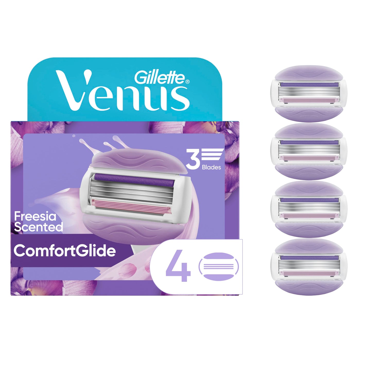 Gillette Venus ComfortGlide Freesia Women's Razor Refills, 4 Refills Beauty and Personal Care Gillette Venus Default Title