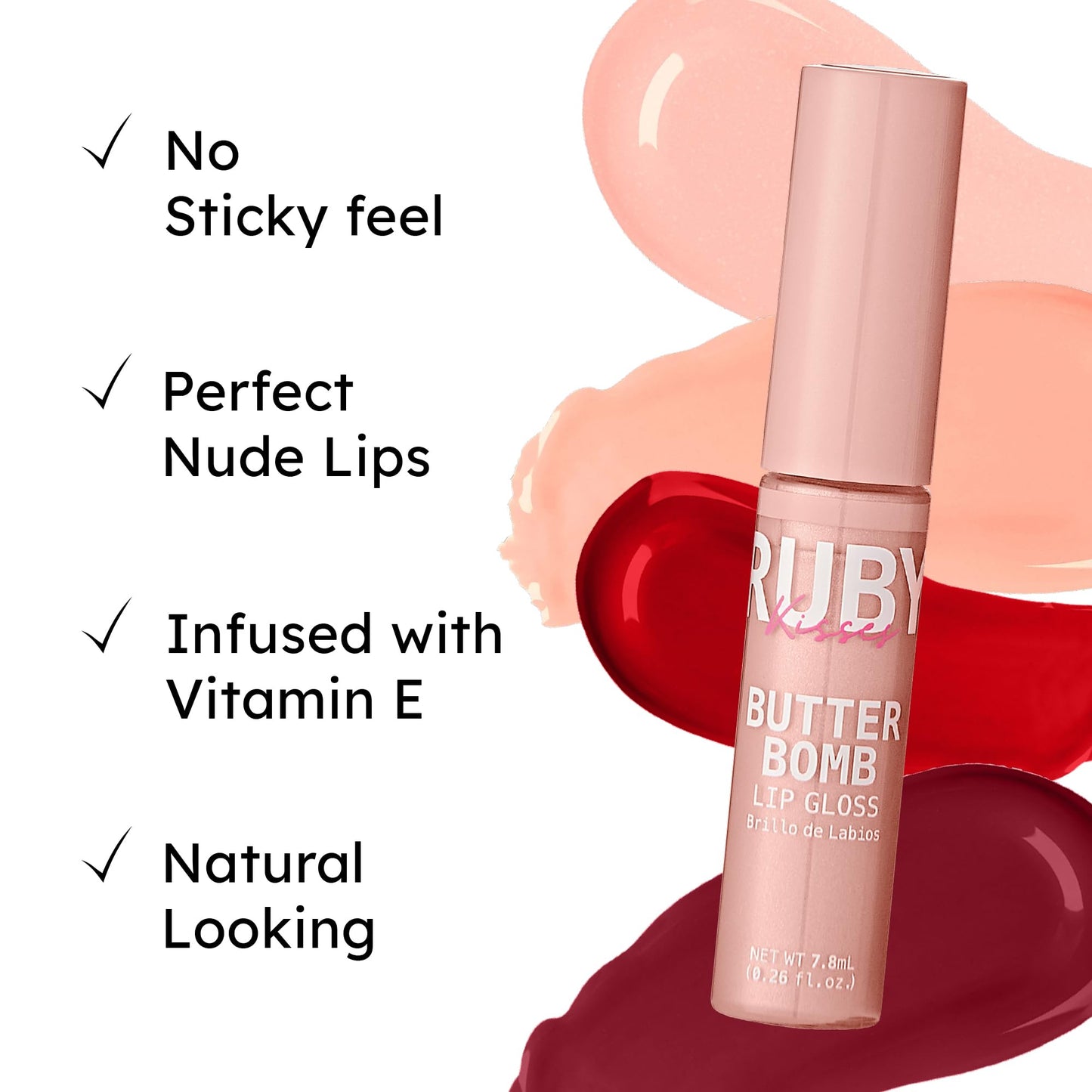 Ruby Kisses Butter Bomb Lip Gloss, High-Shine Non-Sticky Hydrating Plumping