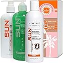 Sun Laboratories By Giesee Self Tanning Lotion, Tan Maintainer, and Exfoliant Body Gel - 3-Pack 8 Oz. Bottles, Non-Toxic Self Tanner, Ultra Dark