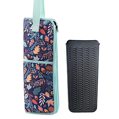 2 Pieces Hair Flat Iron Case Holder Canvas Bag Heat Resistant Curling Iron Silicone Straightener Holder Mat for Hair Tools Curling Iron Organizer Bag