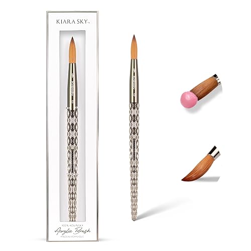 Kiara Sky Kolinsky Acrylic Nail Brush #12 - Pure Kolinsky Sable Hair, Black Crystal Handle, Acetone Resistant, for Acrylic Application, Extensions Beauty & Personal Care KIARA SKY