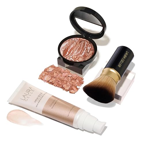 LAURA GELLER NEW YORK Ready-n-Radiant Kit (3 PC) - Baked Bronze-n-Brighten, Medium + Spackle Super-Size Skin Perfecting Primer, Champagne Glow +