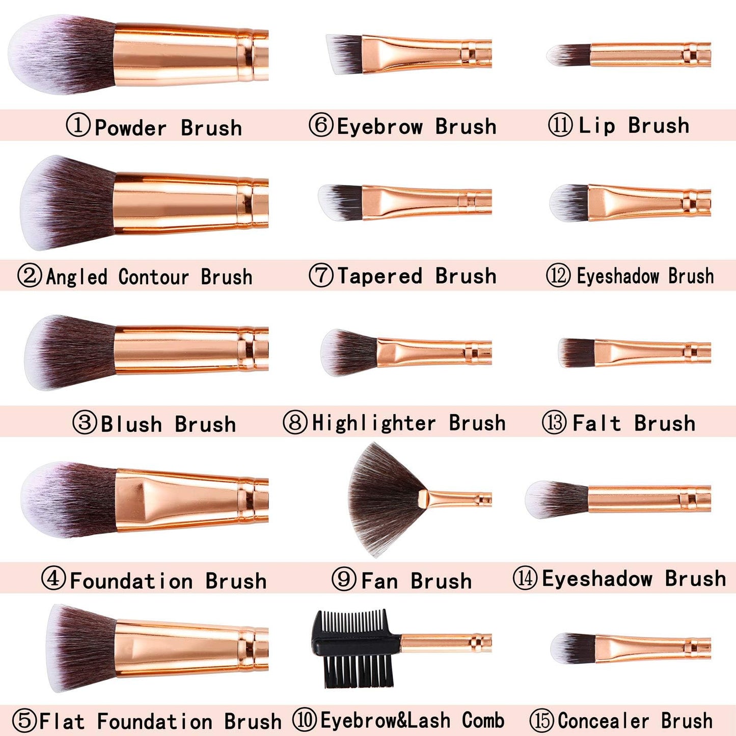 Makeup Brushes DUAIU 15PCs Marble Makeup Brush Set Premium Synthetic Kabuki Powder Blush Contour Foundation Concealer Eyeshadow Brushes with Makeup