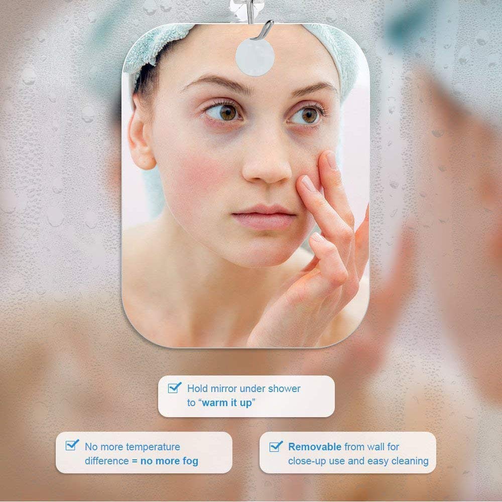 APHUIME Deluxe Large Fogless Shower Mirror, Fogless Shaving Mirror(7.48 in X 11 in), Anit-Fog Shaving Mirror with Hook, Fog Free Wall Hanging Makeup Beauty and Personal Care APHUIME
