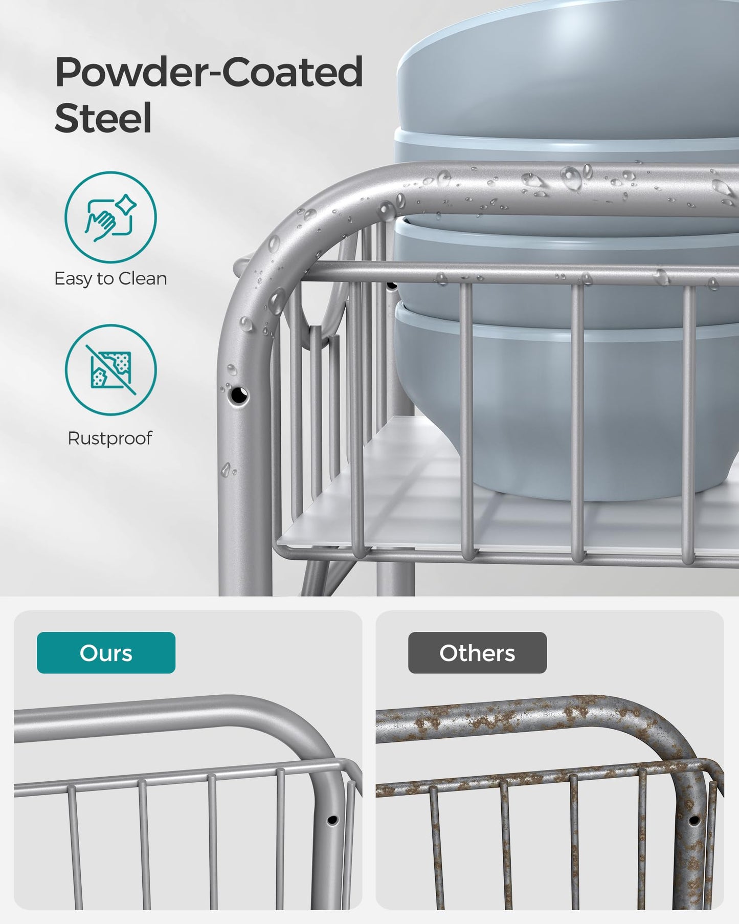 SONGMICS 2-Tier Pull Out Cabinet Organizers, Under Sink Organizer, Bathroom Organizer and Storage, Sliding Basket Drawers, Stackable for Kitchen…