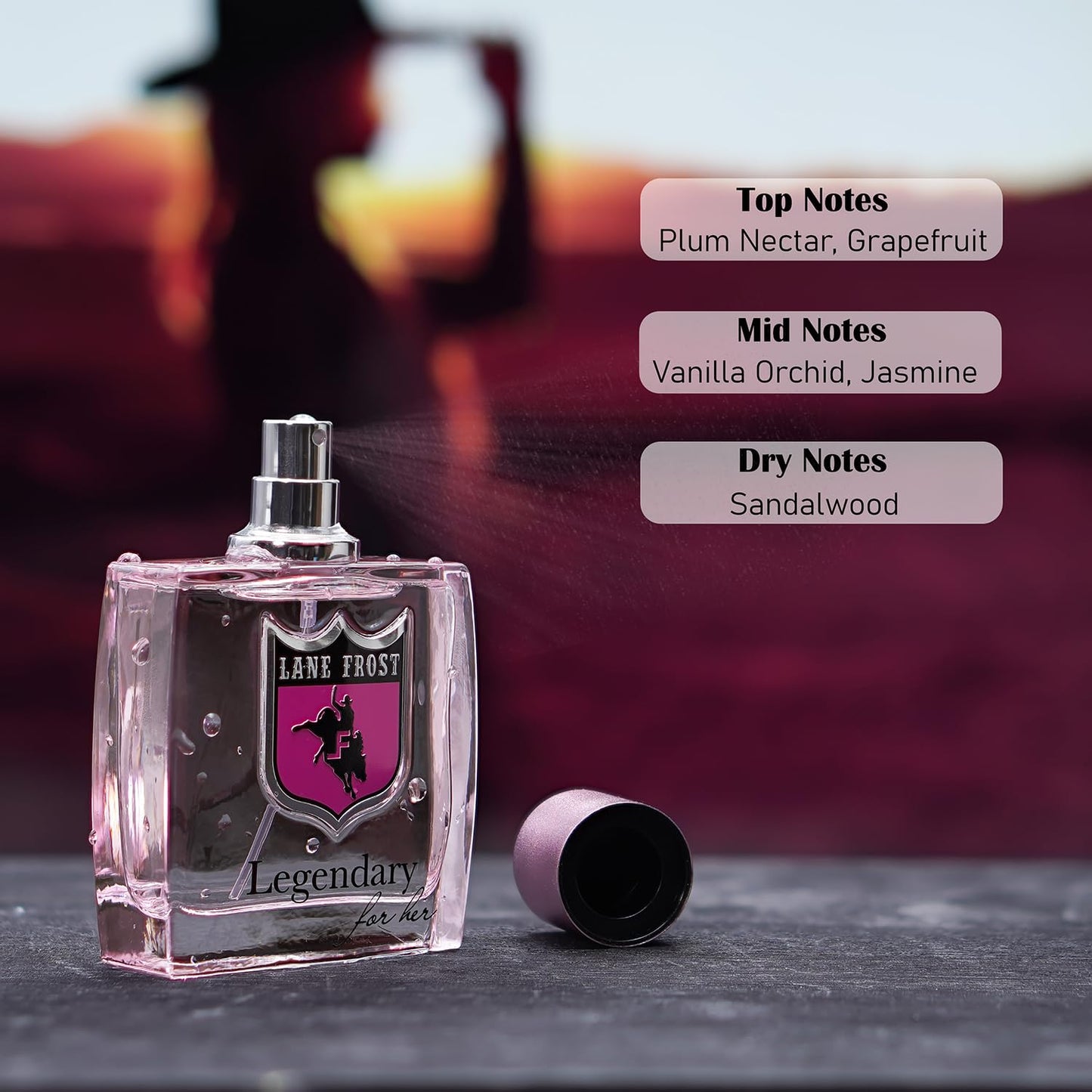 Lane Frost Legendary For Her Perfume - Western-Inspired Women’s Fragrance with Plum, Vanilla, and Amber - Long Lasting Feminine Perfume Spray - Modern