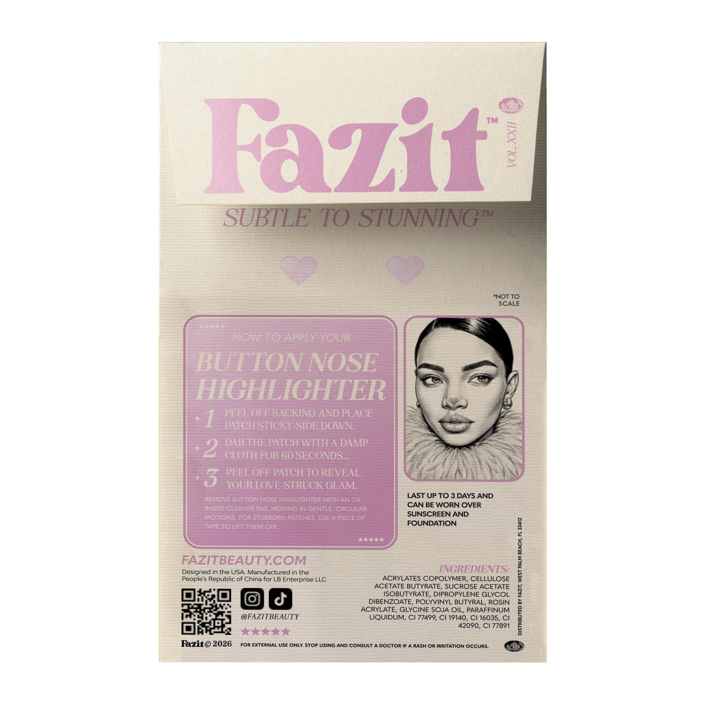 Fazit Makeup Patches - Button Nose Highlighter - Glow Up Make-Up Patches - Cute Glitter Makeup Accessories for Women - Cosmetic Glitter for Face