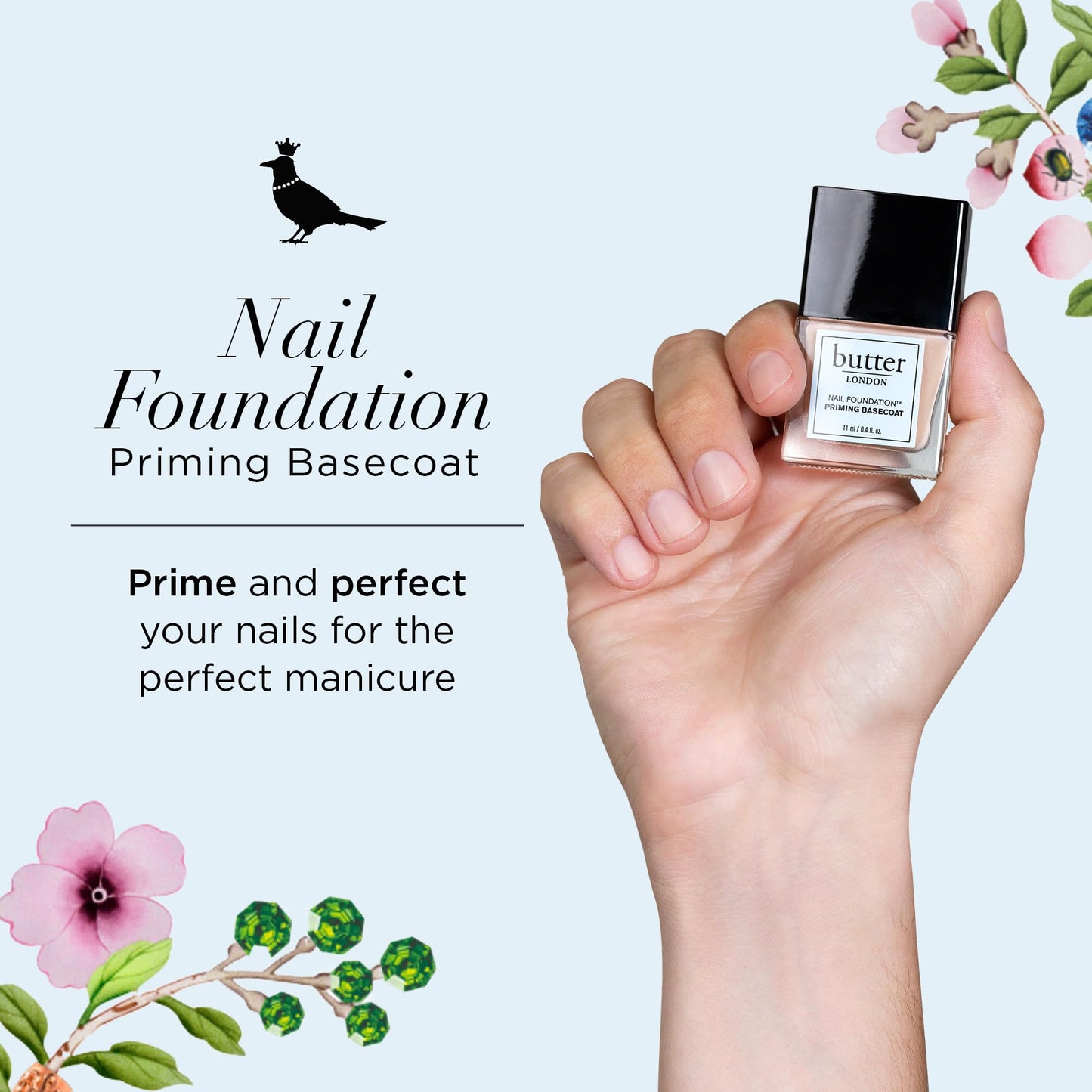 Butter LONDON Nail Foundation Priming Base Coat - Sheer Coverage with Nude, Matte Finish - Nail Strengthener Supports Healthy Nail Growth & Prevents