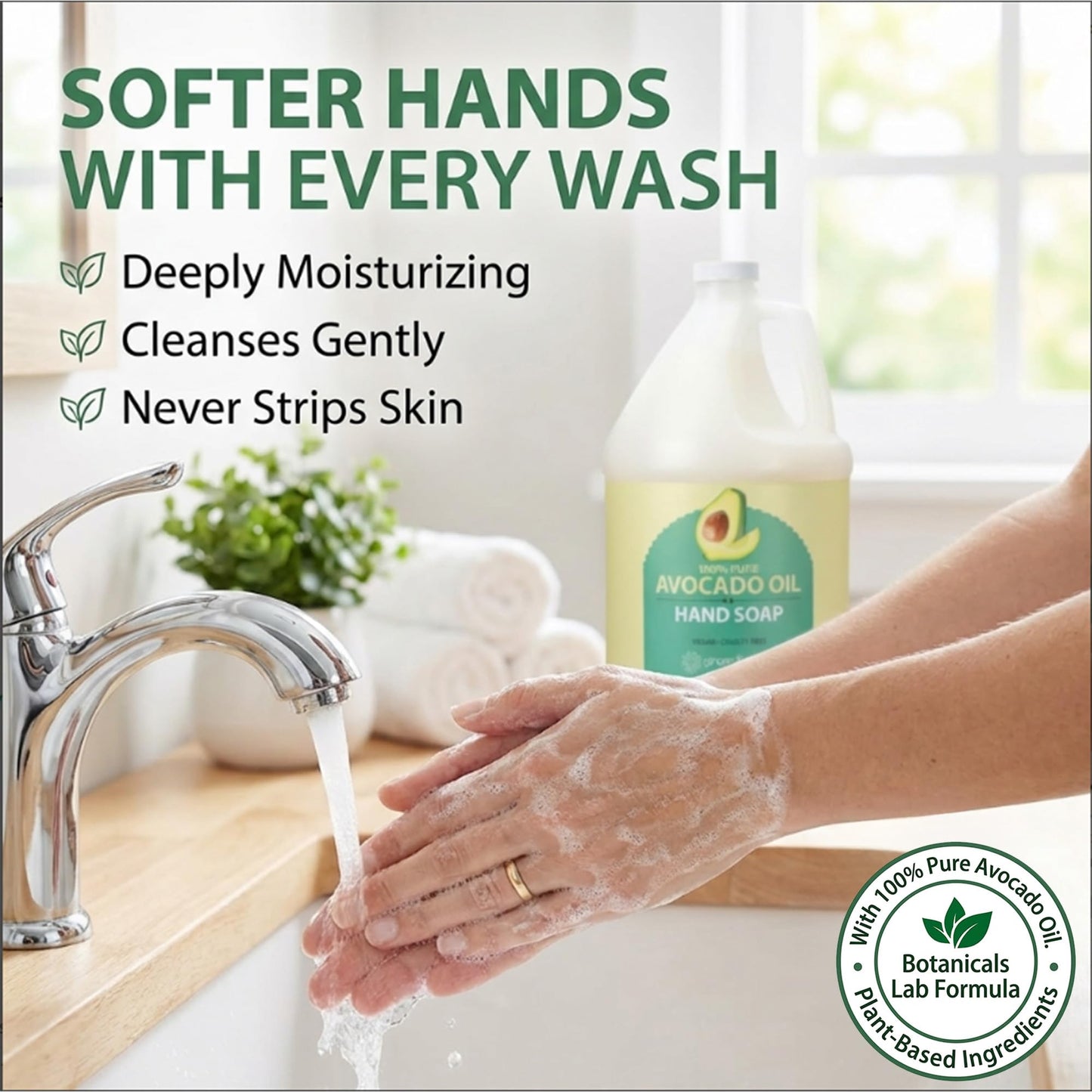 Ginger Lily Farms Botanicals 100% Pure Avocado Oil Hand Soap for All Skin Types, 100% Vegan & Cruelty-Free, 1 Gallon (128 Fl Oz) Refill