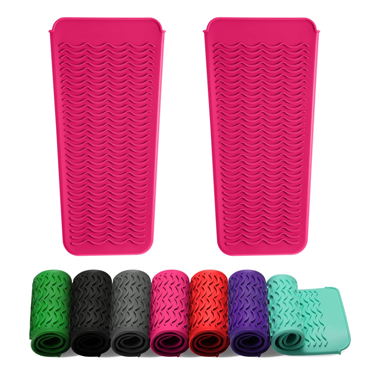 ZAXOP 2 Pack Heat Resistant Silicone Mat Pouch for Flat Iron, Curling Iron,Hair Straightener,Hair Curling Wands,Hot Hair Tools (HOT Pink&HOT Pink) Beauty and Personal Care ZAXOP Default Title