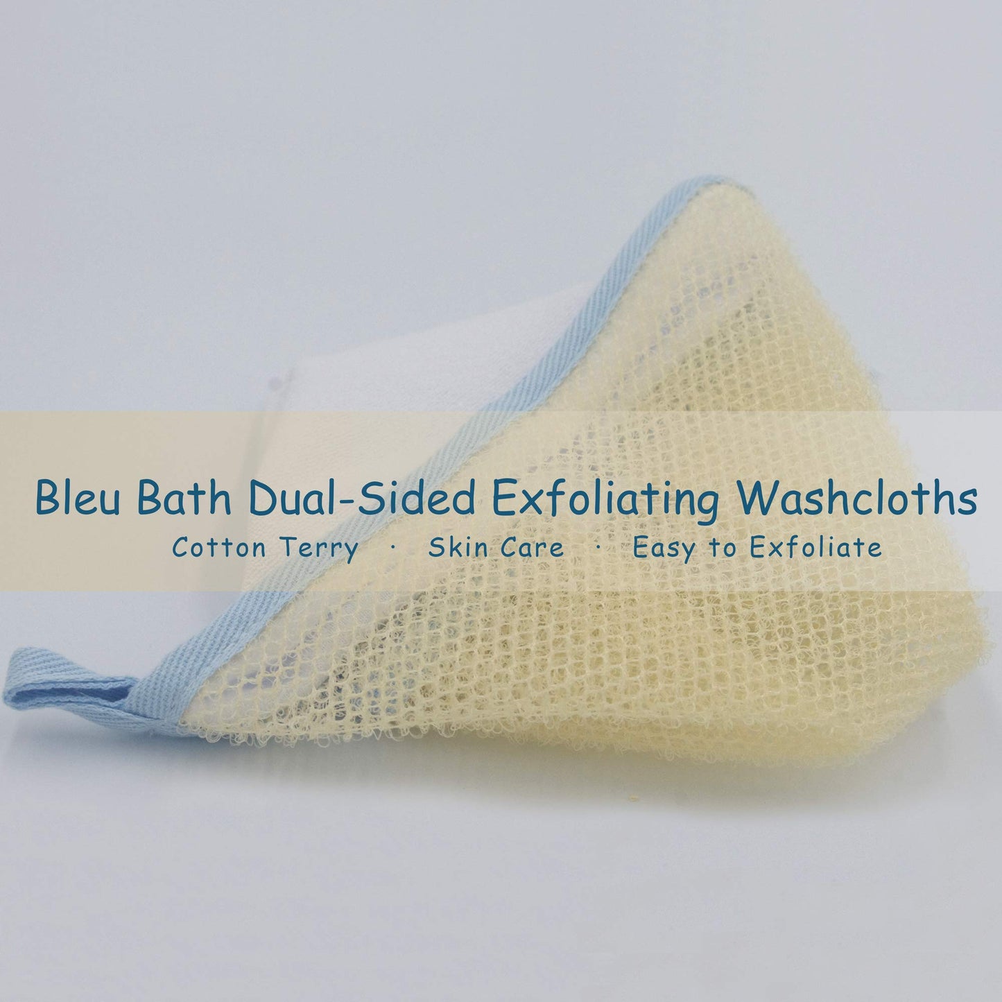 Bleu Bath (3 Pack) Dual-Sided Exfoliating Skin Towel Cotton Terry Body Cloth Scrubber Premium Sturdy Loofah Towel Soft and Buffing Wash Cloth White