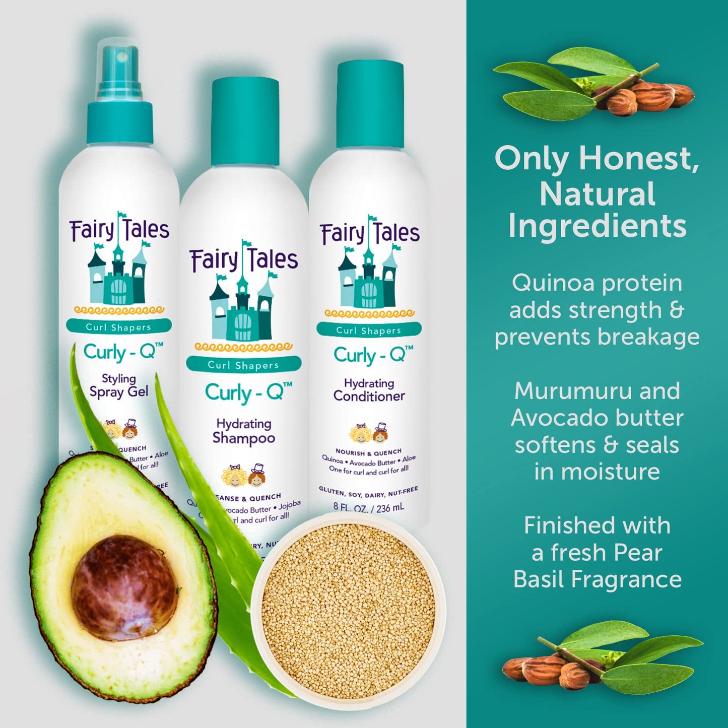 Fairy Tales Curly Q Kids Styling Spray Gel - Paraben, Sulfate, Gluten, and Nut Free - For all Types of Curls Including Multi Cultural Hair - 8oz.