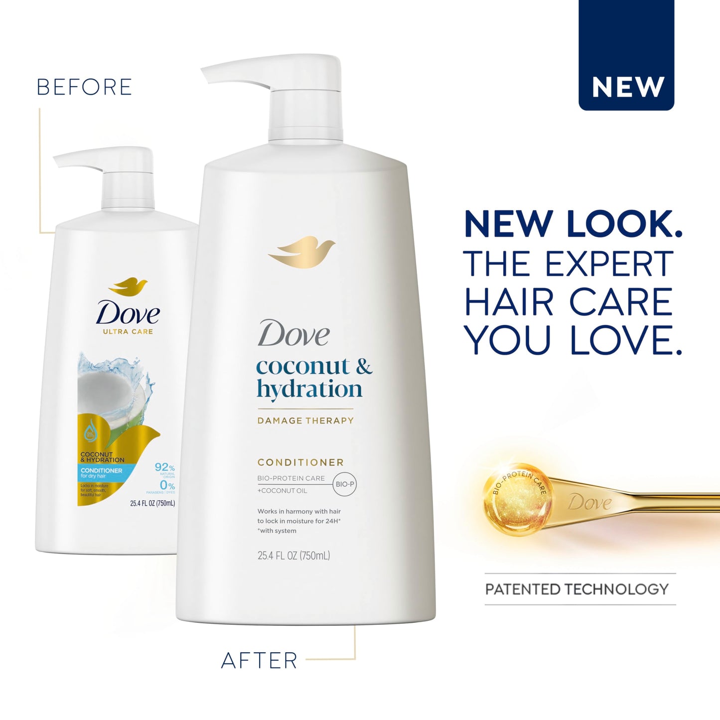 Dove Ultra Care Coconut & Hydration Conditioner for Dry Hair with Jojoba and Sweet Almond Oils, 25.4 oz