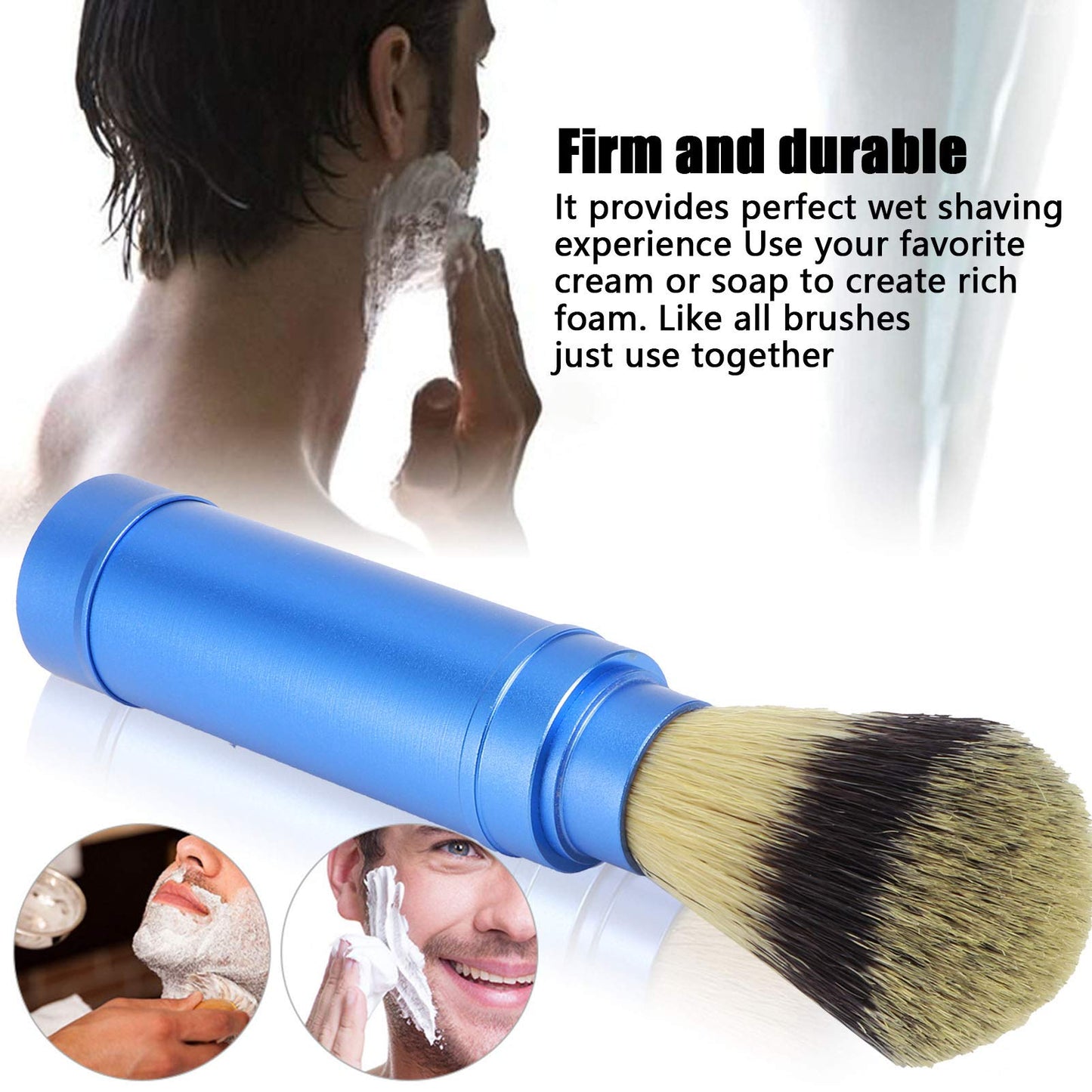Men Shaving Brush, Portable Soft Facial Cleaning Foaming Beard Brush Portable Grooming Tool for Wet Shave Rich Lather Home Travel Beauty and Personal Care equlup