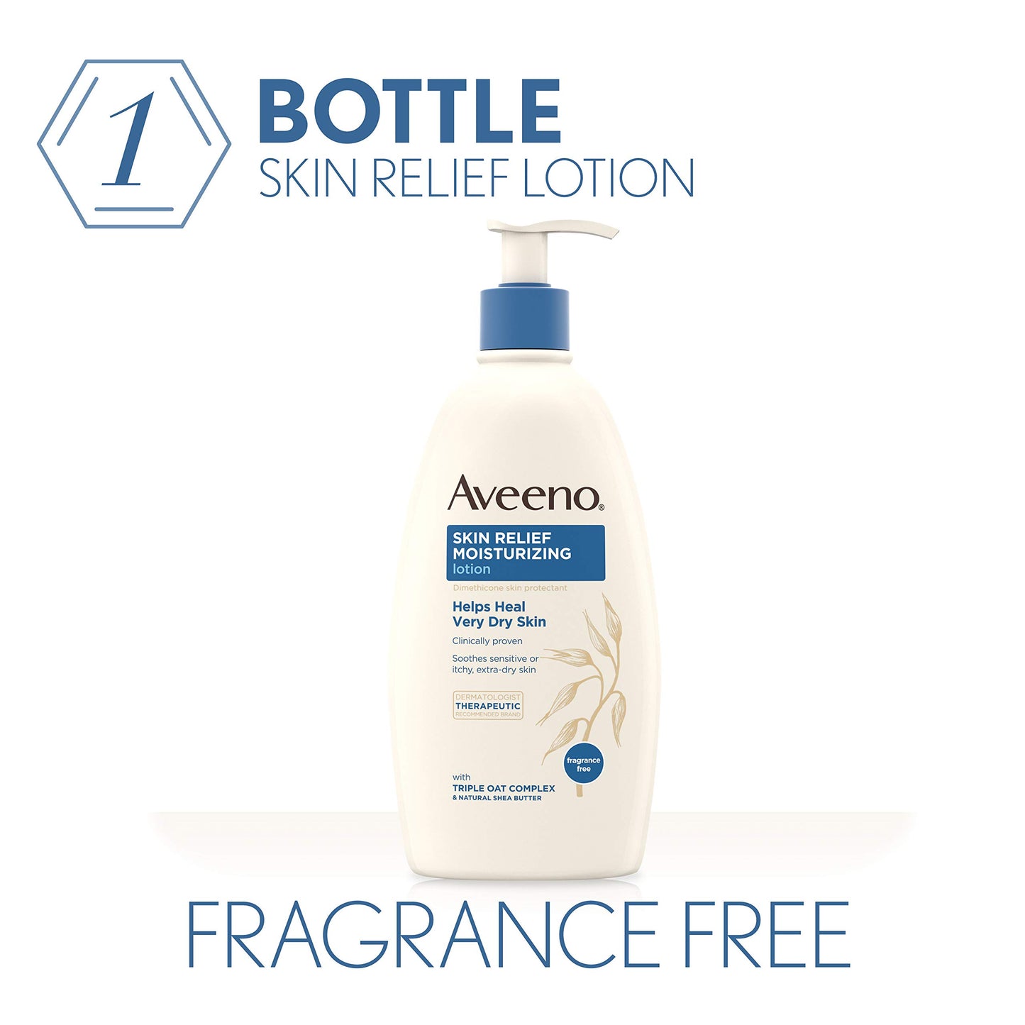 Aveeno Skin Relief Fragrance-Free Moisturizing Lotion for Sensitive Skin, with Natural Shea Butter & Triple Oat Complex, Unscented Therapeutic Body