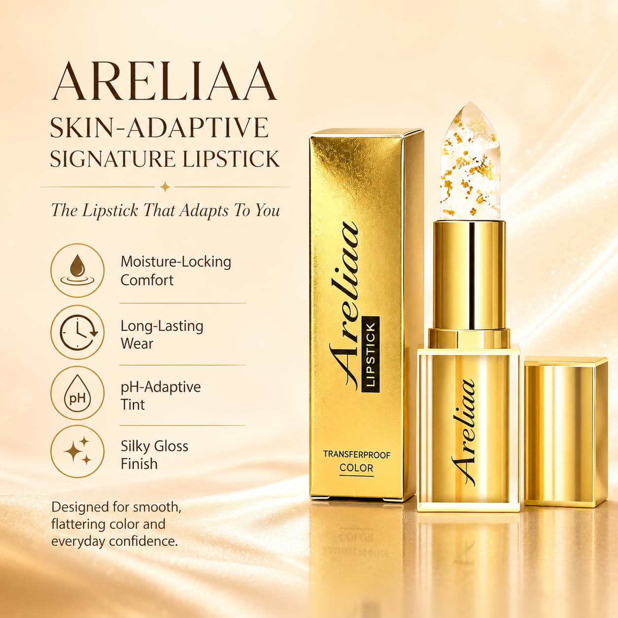 Areliaa Lipstick for Older Women, Skin-Adaptive Lipstick - The Lipsticks That Adapts to You, Long Lasting Moisturizing, PH Lipsticks Color Changing,