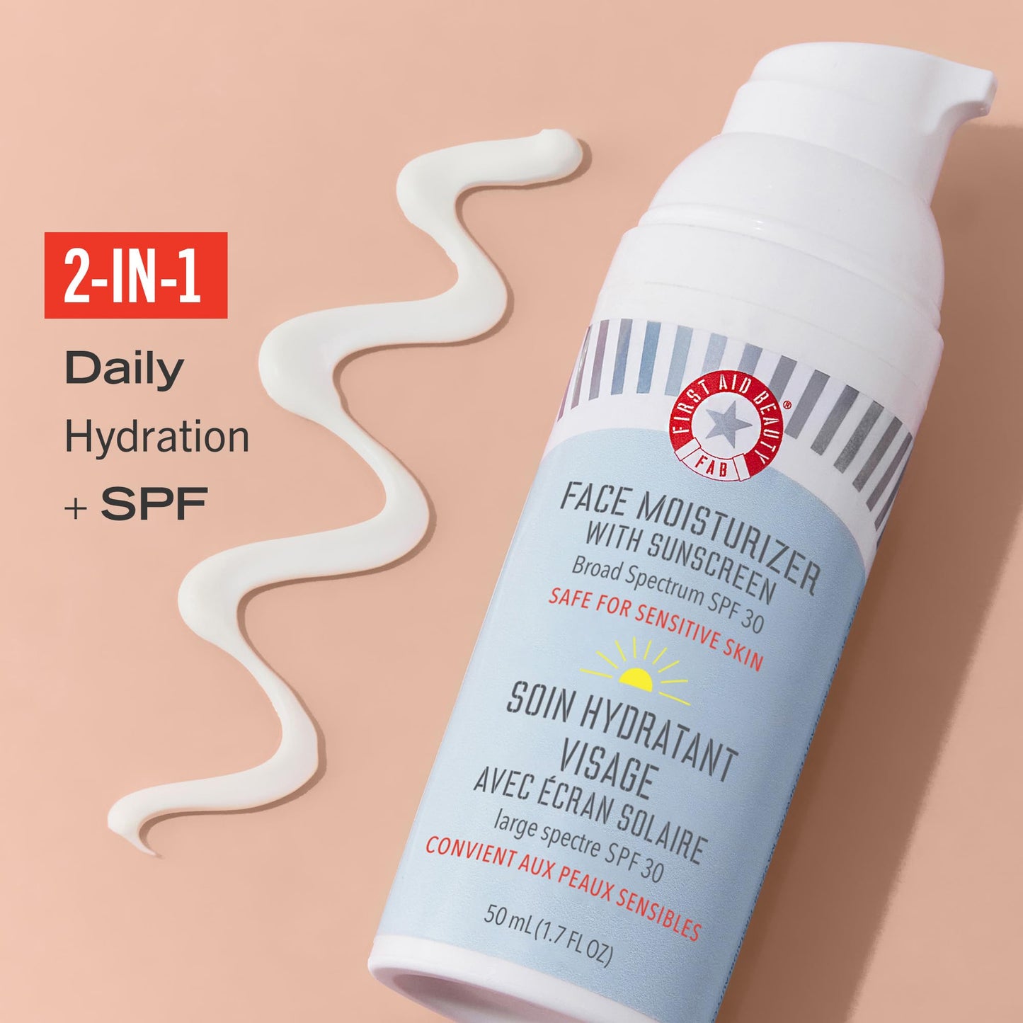 First Aid Beauty Ultra Repair Face Moisturizer with Sunscreen, SPF 30 - 2-in-1 Sun Protection + Daily Hydration - 1.7 oz