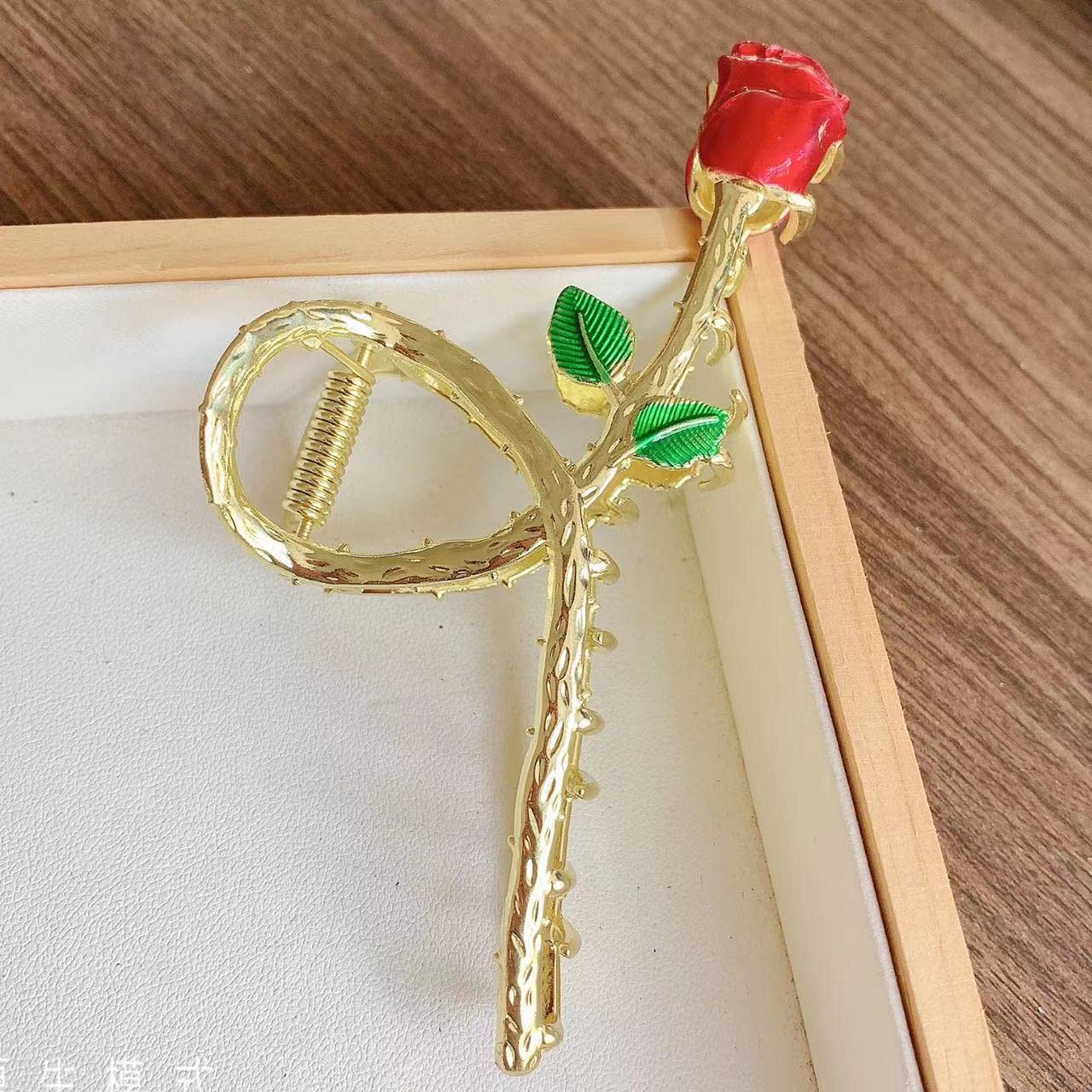 Red Elegant Rose Metal Hair Claw Clips, Large Shark Clips Non-Slip Barrettes for Strong Hold, Fashion Accessories for Long Thick Thin Curly Hair