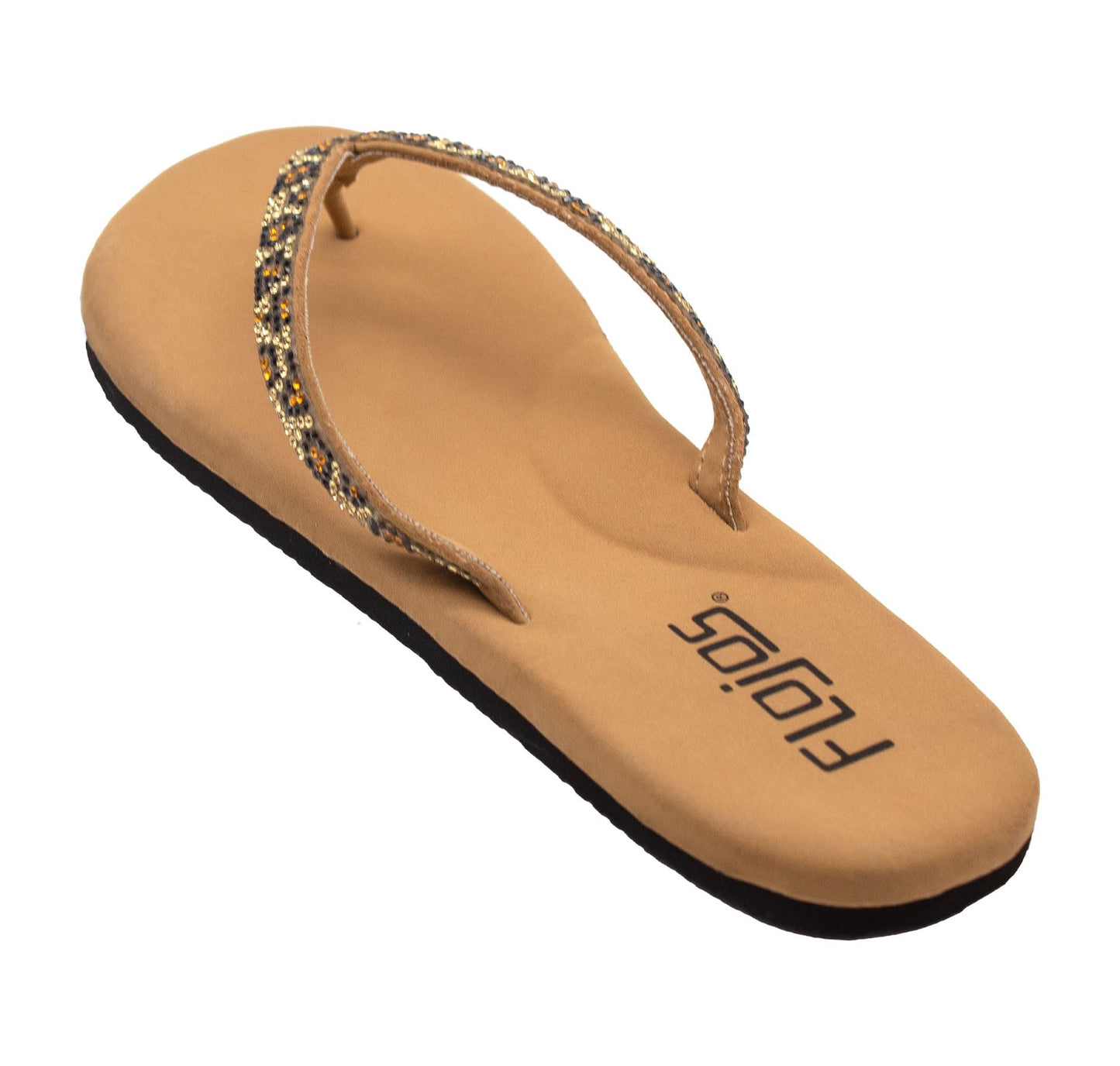 Flojos Women's Spark Flip-Flop, Tan Leopard, 6