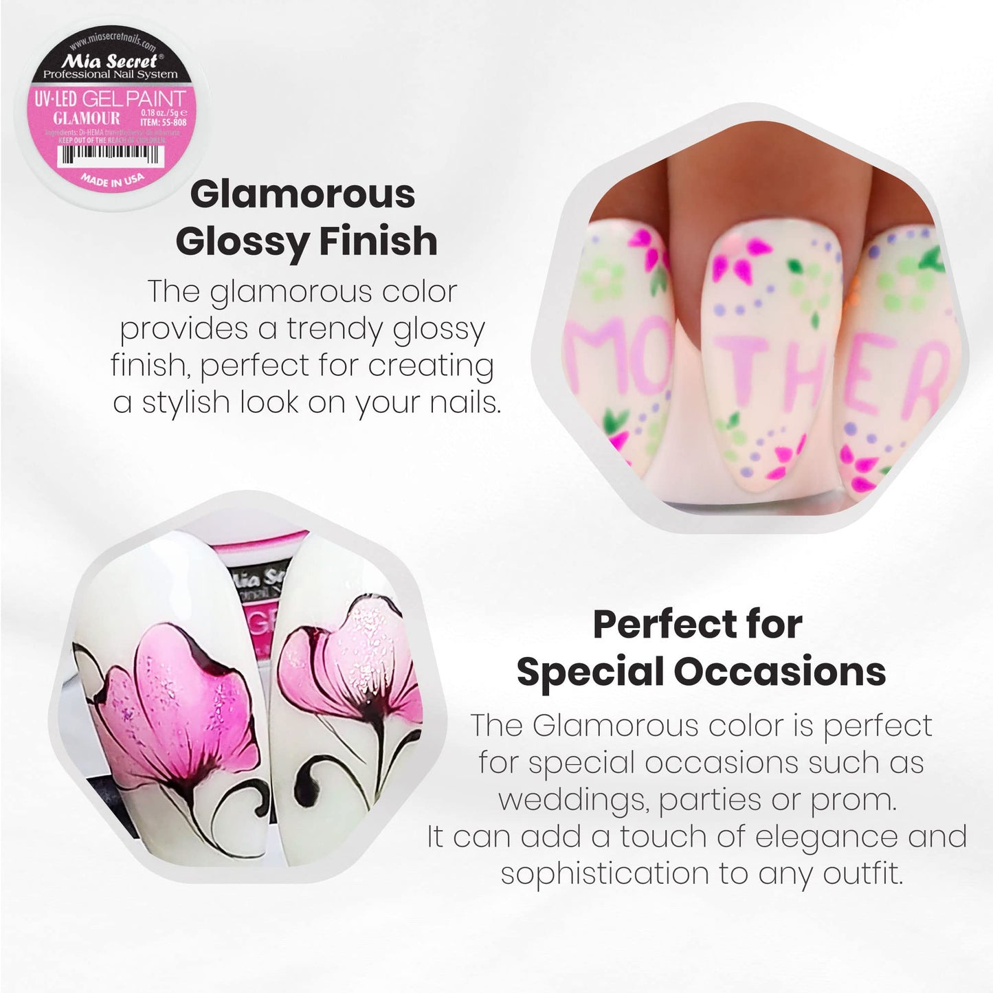 Mia Secret Professional Nail System UV/LED Gel Paint - 5 grams (Glamour) Beauty & Personal Care Mia Secret
