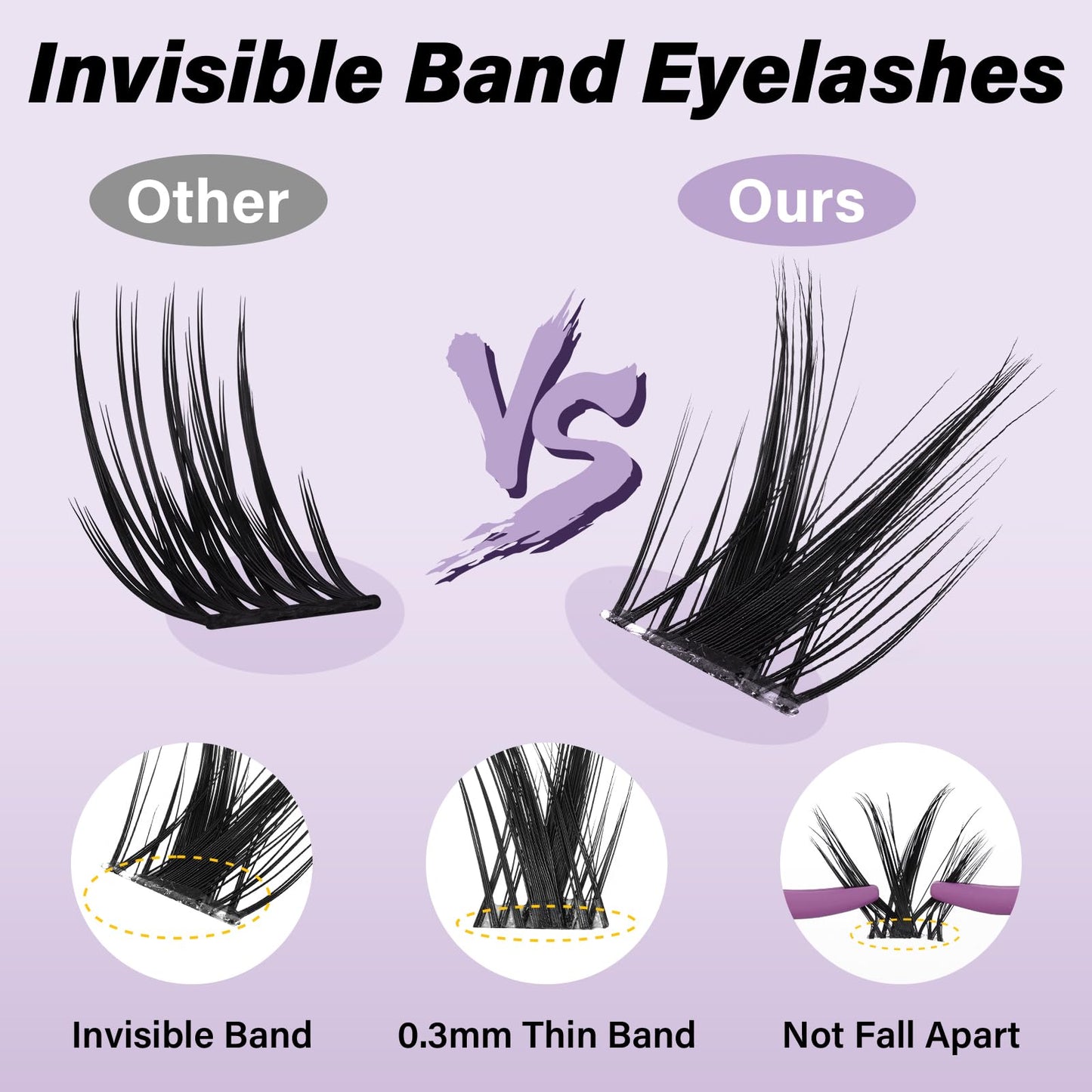 B&Q Victory Lash Clusters Invisible Band False Eyelashes Clusters Natural Cluster Eyelash Extensions Comfortable Individual Lashes Extension DIY Soft Beauty and Personal Care B&Qaugen