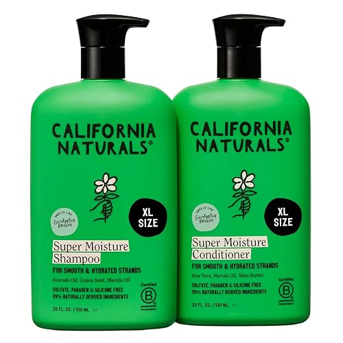 California Naturals Eucalyptus Breeze Super Moisture Shampoo and Conditioner Set for Dry Damaged Hair, Hydrating, Scalp & Hair Care, Natural, Vegan