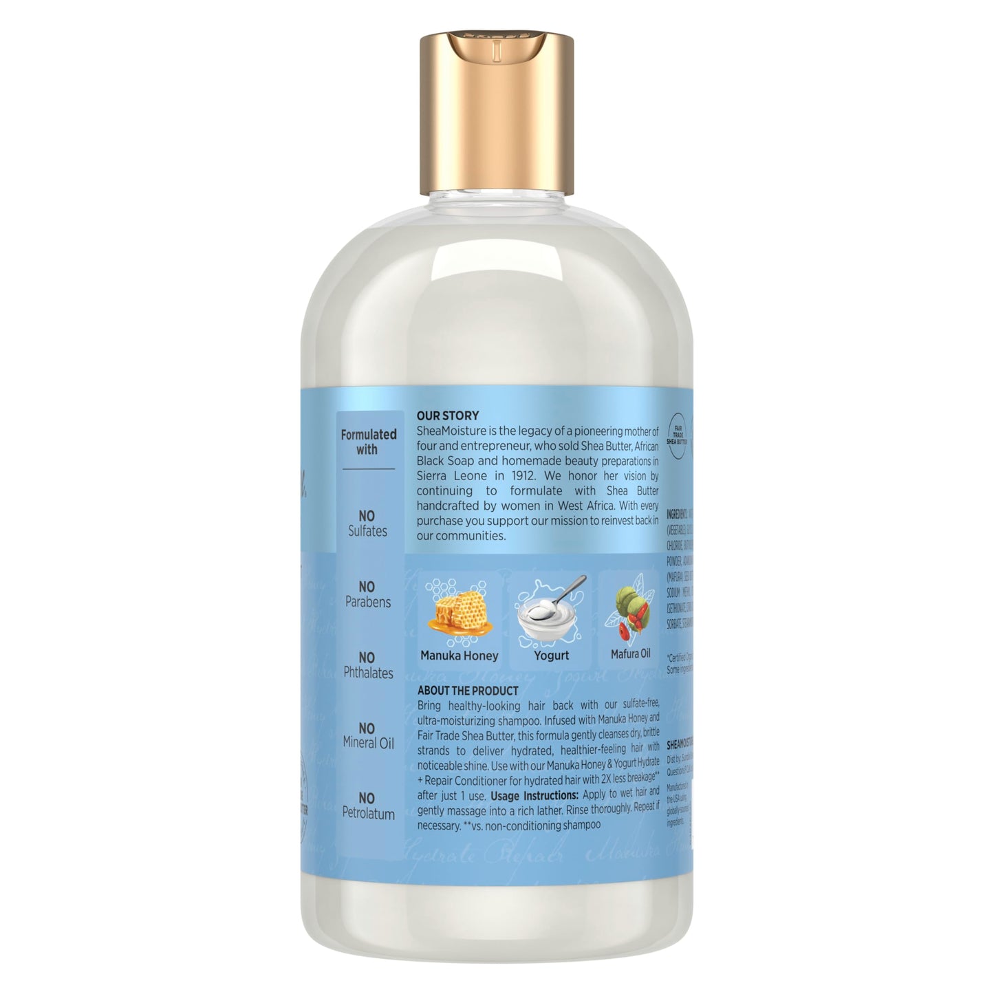Shea Moisture Shampoo Hydrate and Repair for Damaged Hair with Manuka Honey and Shea Butter 13 oz