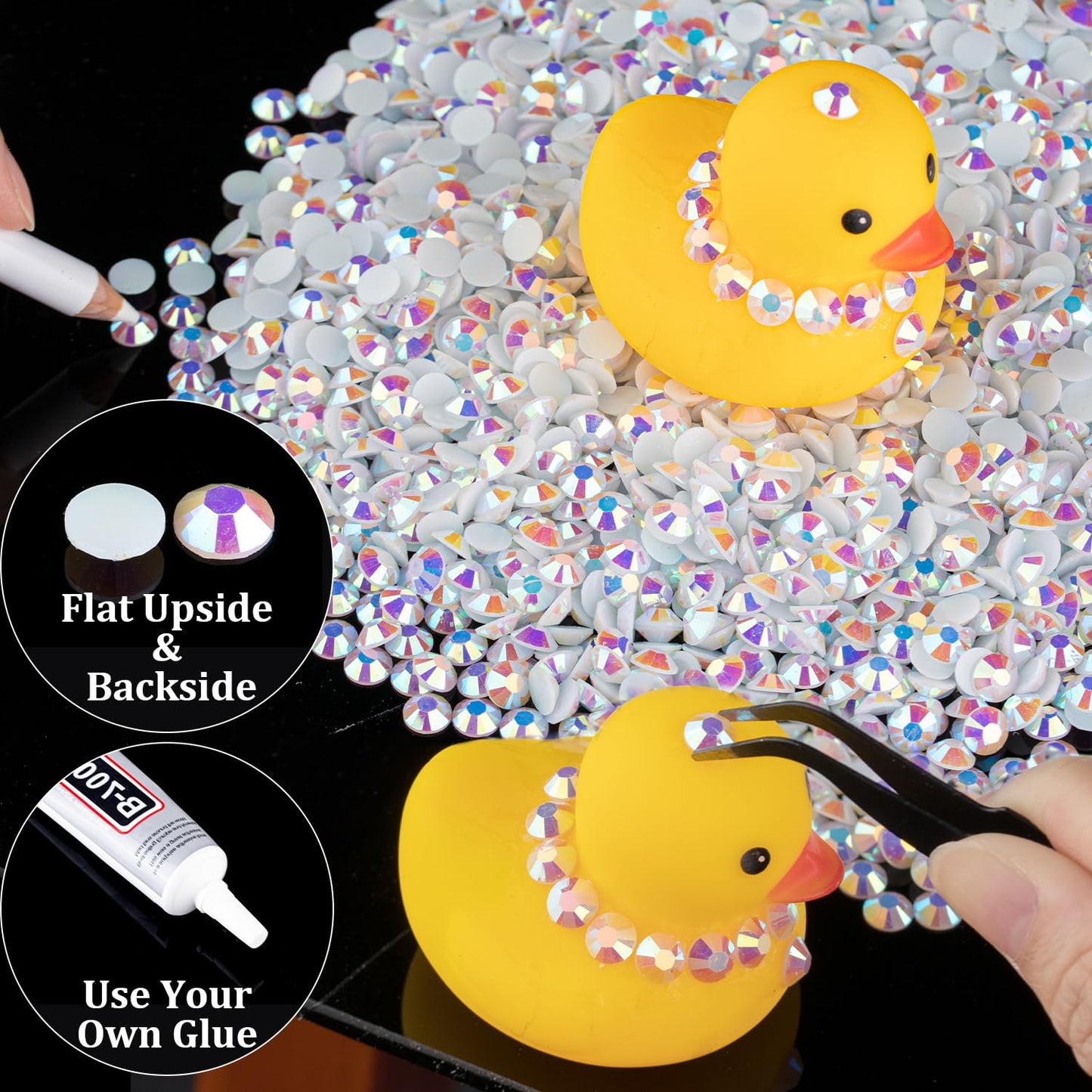5000pcs 3mm Resin Rhinestones Bulk, White AB Flatback Round Jelly Rhinestones Bedazzling Non Hotfix Crystal Gems Large Quantity Wholesale for DIY Beauty and Personal Care BELLEBOOST