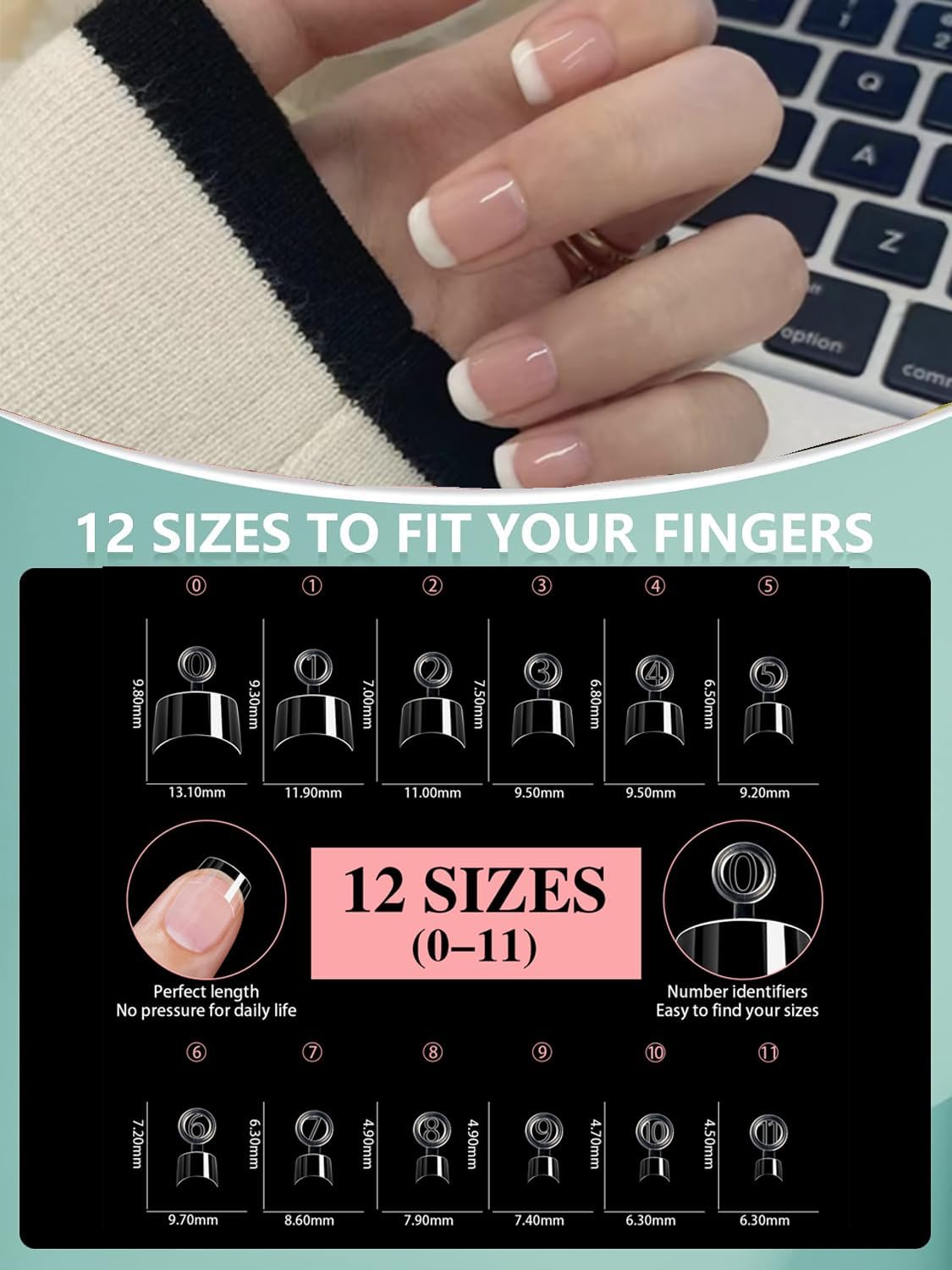 HWHUNO 480Pcs Extra Short Half Cover Almond & Tapered Square Nail Tips Beauty and Personal Care HWHUNO
