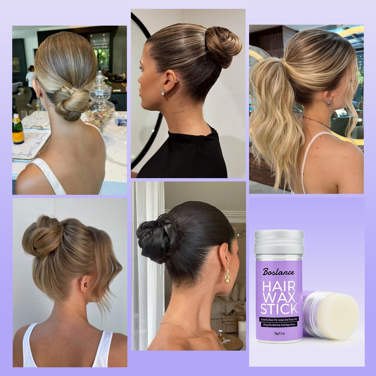 Boslance Hair Wax Stick - Strong Hold Styling Wax, Matte Finish Slick Back Stick, Easy Application - Styling Wax for All Hair Types?Natural