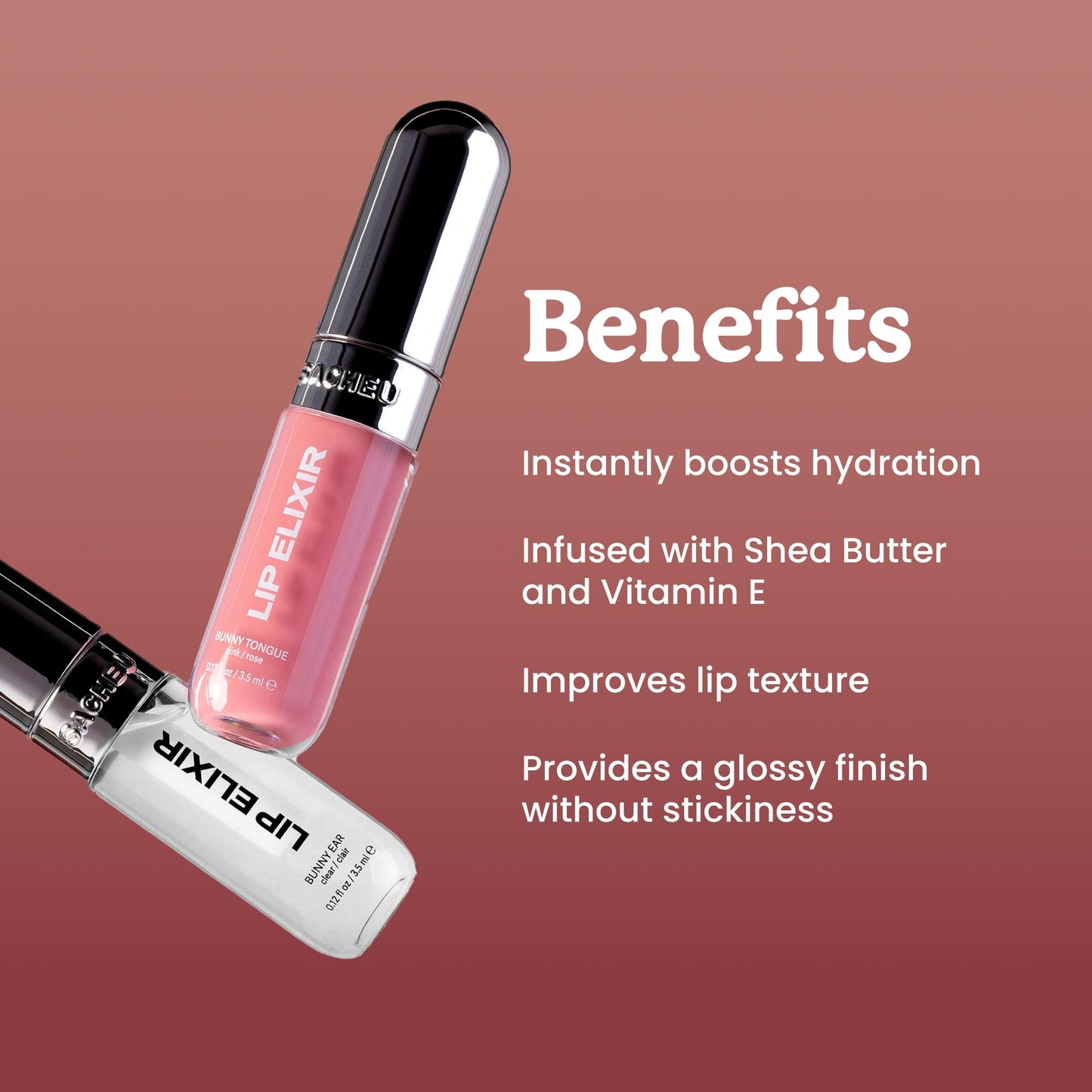 Sacheu Lip Elixir Nourishing and Hydrating Lipgloss - Moisturizing Plumping Lip Gloss Enriched with Collagen, Non-Sticky Lip Color Smooth High-Shine