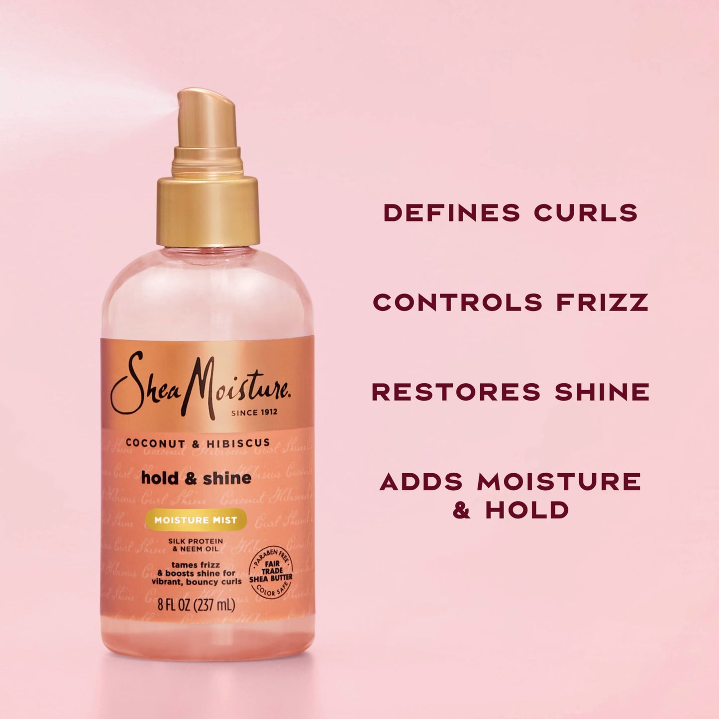 Shea Moisture Coconut & Hibiscus Hold & Shine Mist 8 Ounce (Pack of 3)