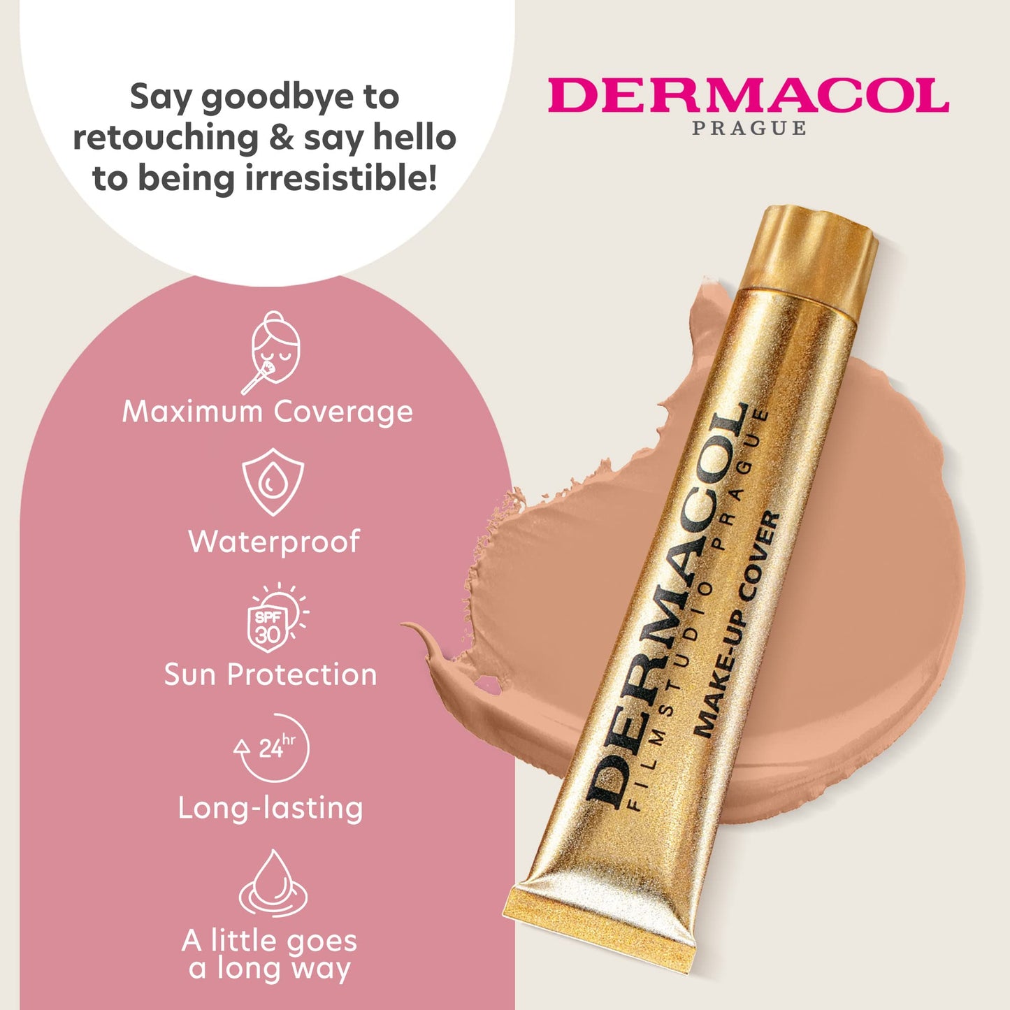 Dermacol - Full Coverage Foundation, Liquid Makeup Matte Foundation with SPF 30, Waterproof Foundation for Oily Skin, Acne, & Under Eye Bags