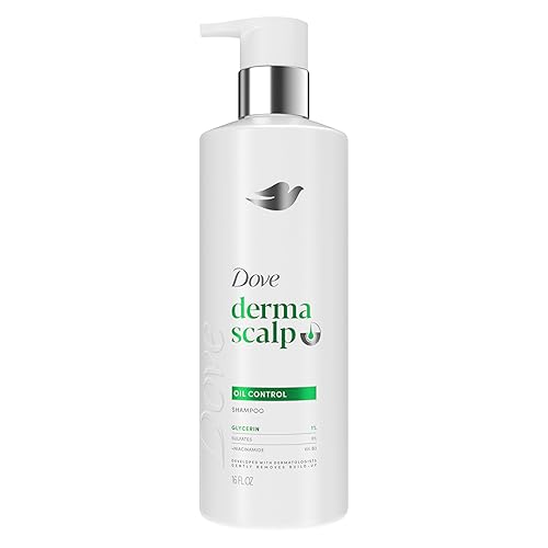 Dove Derma Scalp Oil Control Shampoo 1 ct with Glycerin, Sulfates and Niacinamide for Removing Scalp Product Buildup 16 Fl oz