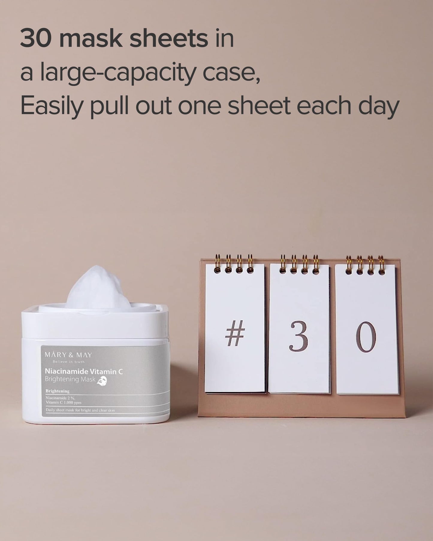 Mary&May Niacinamide Vitamin C Mask | 30 Sheets | Daily Korean Face Mask | Hydrates, Boosts Elasticity, Strengthens Skin Barrier & Reduces Dark Spots