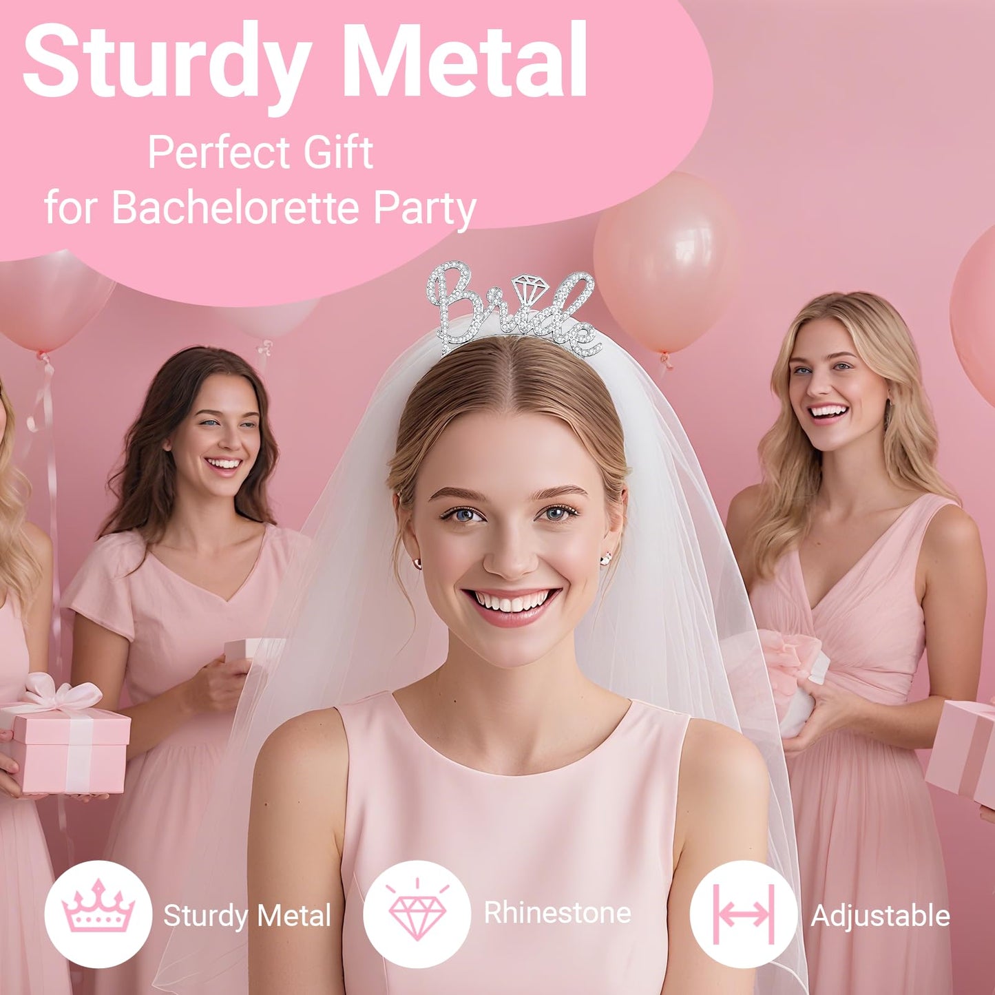 Papoopy 3Pcs Bride to Be Headband with Sash and Veil for Bachelorette Party Decorations, Bridal Shower Accessories for Gift, Favors Beauty and Personal Care Papoopy