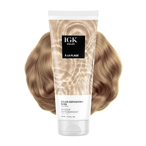 IGK A La Plage | Light Sand Blonde Hair Gloss + Color Depositing Mask | Boost Shine, Enhance Blonde Tones, Refresh Color | Semi Permanent Conditioning