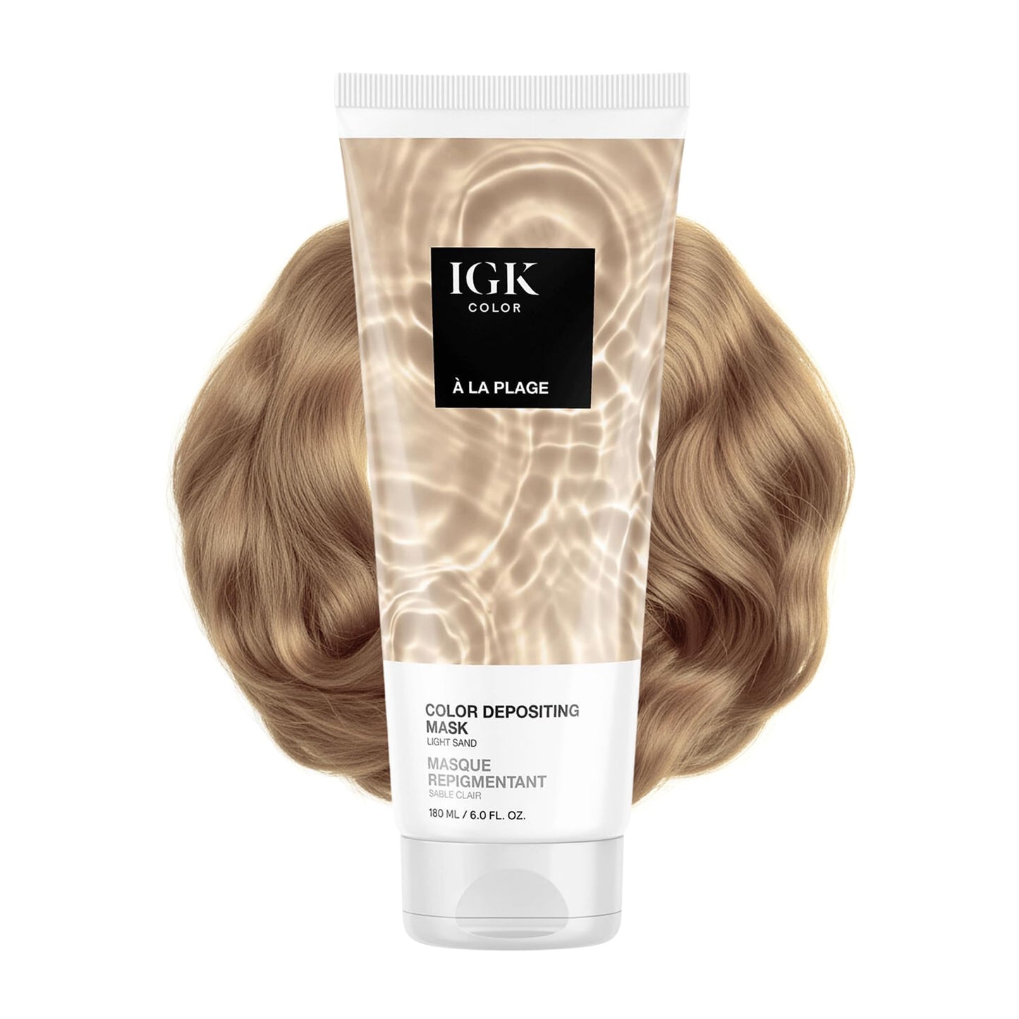 IGK A La Plage | Light Sand Blonde Hair Gloss + Color Depositing Mask | Boost Shine, Enhance Blonde Tones, Refresh Color | Semi Permanent Conditioning