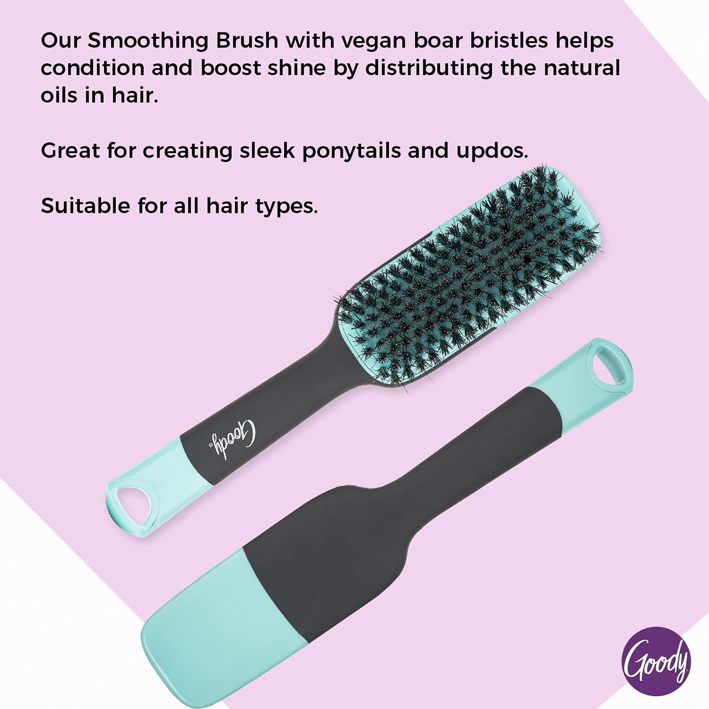 Goody x Total Texture Smoothing Brush - Vegan Boar Bristles Help Condition and Smooths Hair Cuticles for Enhanced Shine Shine - For Natural Beauty and Personal Care GOODY