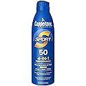 Coppertone Sport Sunscreen Spray, Broad Spectrum SPF 50 Water Resistant Spray Sunscreen, 5.5 Oz
