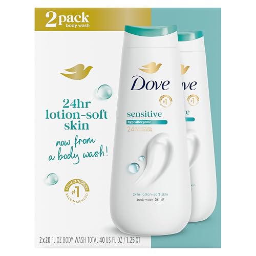 Dove Body Wash 2 Count Sensitive Skin Hypoallergenic and Sulfate Free Body Wash Effectively Washes Away Bacteria While Nourishing Your Skin 20 oz