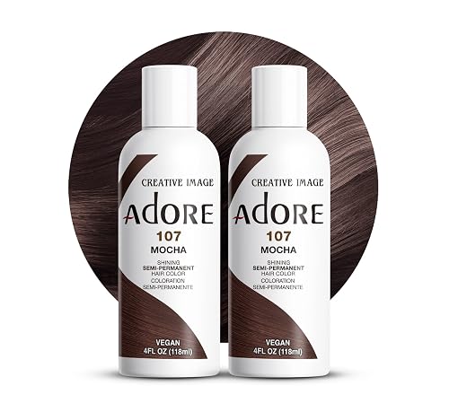 Adore Semi Permanent Hair Color (107 Mocha) (2 Pack) | Vegan & Cruelty-Free Brown Hair Dye | No Ammonia, No Peroxide, No Alcohol | 4 Fl Oz