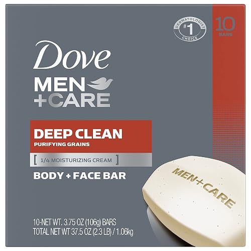 Dove Men+Care Men's Bar Soap More Moisturizing Than Bar Soap Deep Clean Soap Bar that Effectively Washes Away Bacteria, Nourishes Your Skin 3.75 oz 10